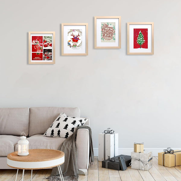8X10 Picture Frame Natural, Solid Wood Frames with Acrylic Plexiglass for Pictures 4X6/5X7 with Mat or 8X10 without Mat, Tabletop and Wall Display Photo Frame, Set of 47