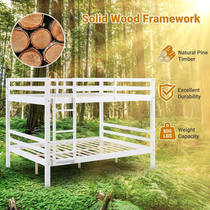Full over Full Bunk Bed with Thick Posts, Wood Bunkbed, White4