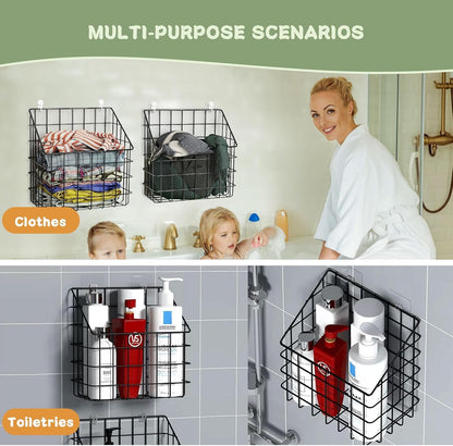 2 Pack Bath Toy Storage Organizer, Large Rustproof Metal Wire Basket, Wall Mounted Hanging Bathtub Holder, Bathroom Shower Caddy for Tub Toys & Toiletries6