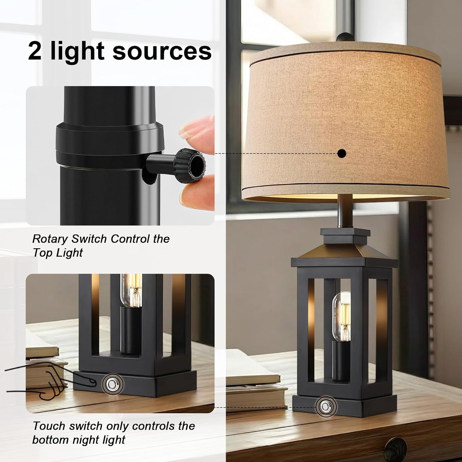 23-75-retro-farmhouse-black-table-lamp-for-living-room-bedroom-nightstand-touch-control-bedside-nightlight-vintage-modern-lamp-with-usb-c-a-ports-and-2-light-sources-rustic-lamp-bulbs-included