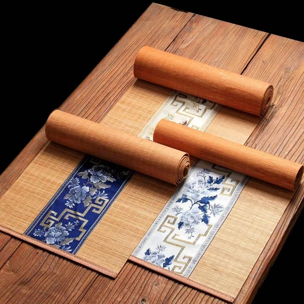 asian-style-bamboo-table-runner-floral-embroidery-cotton-linen-zen-bamboo-table-mat-for-home-kitchen-dining-decor-navy-blue-12x72-inch