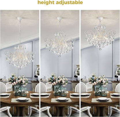 6-Light Crystal Chandelier Pendant Light, Height Adjustable8