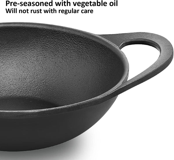 Futura 2 Litre Cast Iron Kadhai, Naturally Nonstick Cast Iron Kadai with Glass Lid, Cast Iron Cookware for Kitchen, Black (CIK20G)5