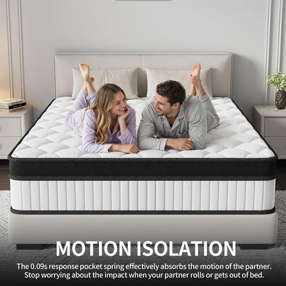 Full Size Hybrid Mattress 12 Inch - Medium Firm Memory Foam and Pocket Spring Mattress in a Box - Cooling Gel Bed with Pressure Relief & Motion Isolation - Fiberglass Free - Certipur-Us Certified7