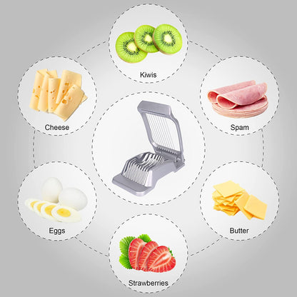 Egg Slicer for Hard Boiled Eggs Egg Cutter Strawberry Slicer Heavy Duty Aluminium Slicer Stainless Steel Wire Multipurpose Egg Slicer Dicer for Soft Fruit Mushroom,Egg Slicer | Stainless Steel Wire,Rust Resistant Multipurpose Egg Chopper Dicer for Soft Fruit Mushroom Tomato Butter Cheese Spam Home Use3