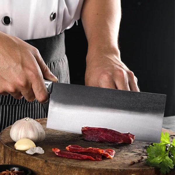 Meat Cleaver,Cleaver Knife 7.5 Inch Hand Forged Chinese Slicing Knife Kitchen Cleaver Butcher Knife Meat Vegetable Sushi Cutting Filleting Knife Chef Cooking Cutte5