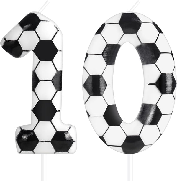 Soccer Birthday Candles 10Th Soccer Themed Birthday Party Decorations, Football Birthday Cake Candles for Boys Girls Kids Sport-Theme Party Supplies1