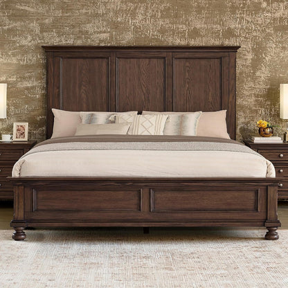 Solid Wood Queen Bed Frame, Traditional Wooden Platform Bed3