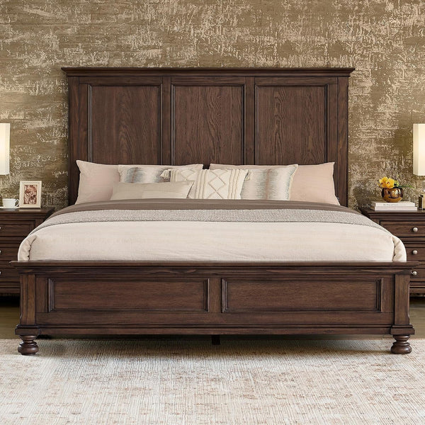 Solid Wood Queen Bed Frame, Traditional Wooden Platform Bed3