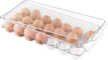 Clear Plastic Egg Holder for Fridge with Lid, 21 Egg1