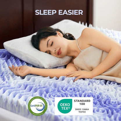Twin XL Mattress Topper, 3 Inch Mattress Topper Twin XL 7-Zone Memory Foam Pressure Relief Soft Mattress Pad, Made with Certipur-Us® Certified Foam, Oeko-Tex Certified3