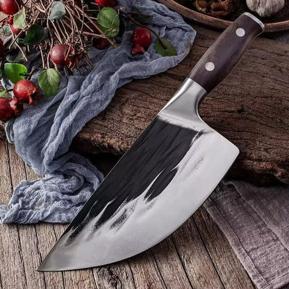 Meat Cleaver, 8 Inch Handmade Forged Butcher Knife High-Carbon Bone Chopper Traditional Butcher Slicing Knives Stainless Steel Kitchen Knives7