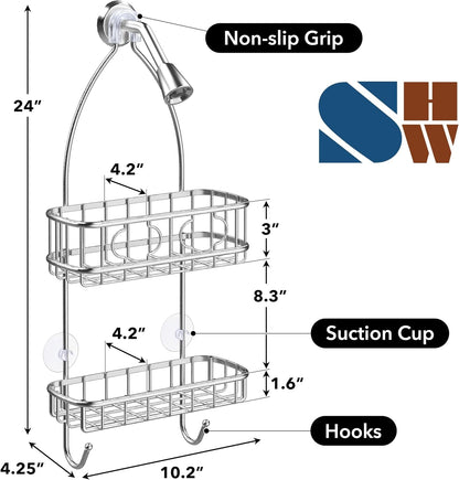 Stainless Steel Hanging Shower Head Caddy Organizer3