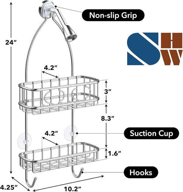 Stainless Steel Hanging Shower Head Caddy Organizer3