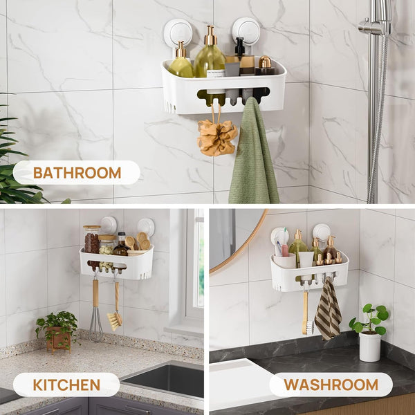 Shower Caddy Suction Cup, Shower Organizer Removable Bathroom Shelf, Storage Suction Powerful Max Hold 22Lbs Bathroom Caddy Waterproof Holder, White7