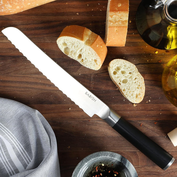 8-Inch Bread Knife – High-Carbon 1.4116 German Steel Kitchen Knife – Professional Serrated Cutlery for Slicing Bread and Baked Goods4