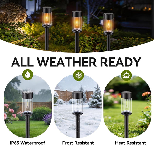 LED Solar Pathway Lights Outdoor with Metal, 8 Pack Waterproof Solar Powered Yard Lighting, Auto On/Off Solar Walkway Light for Garden Lawn Path outside (8, White)4
