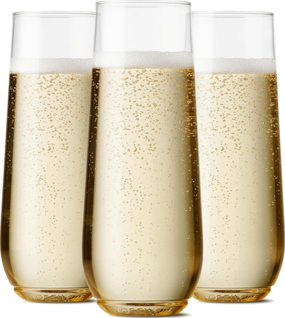 POP 9Oz Flute, Premium Quality, Recyclable, Unbreakable & Crystal Clear Plastic Champagne Glasses,Flute , 12 Count (Pack of 1)1