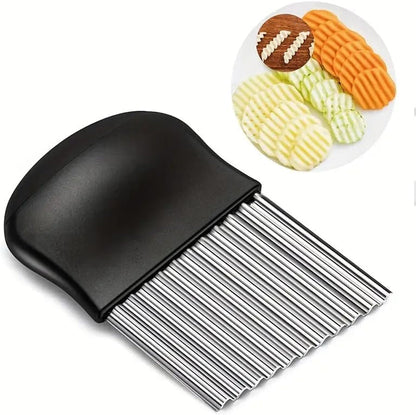 Crinkle Cutter,Upgraded Stainless Steel Crinkle Knife, Safety Kitchen French Fry Chip Cutter5