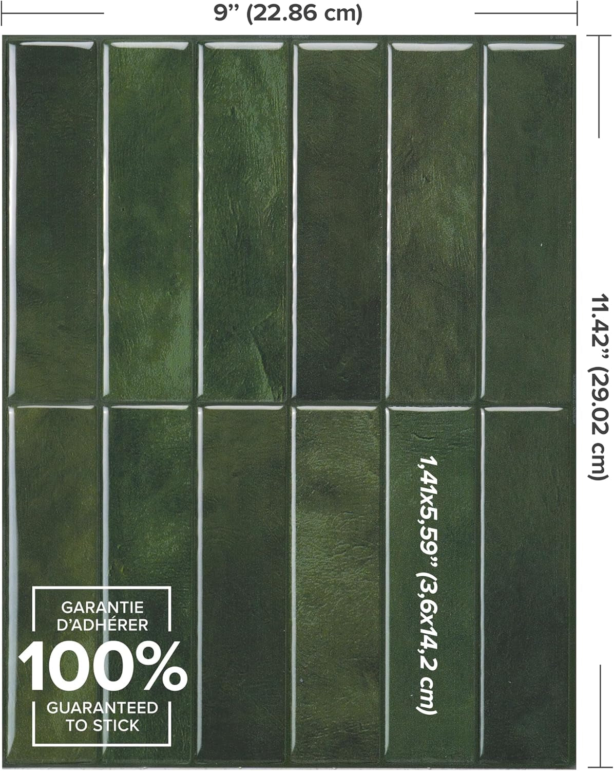 peel-and-stick-backsplash-stacked-forest-green-11-43x9-pack-of-5-3-5-sq-ft-glossy-heat-moisture-resistant-low-voc-kitchen-bathroom-renter-friendly-made-in-canada