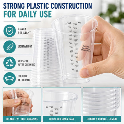 8Oz Clear Plastic Measuring Cups, Graduated Mixing Cups, 50 Pack6