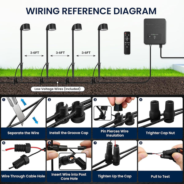 5CCT Low Voltage Pathway Lights, 8-Pack 6W LED Landscape Path Lights8