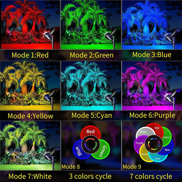 Solar Outdoor Lights Waterproof, 9 Lighting Modes Halloween Christmas Solar Garden Light Colored Landscape Spotlights Spot Lights Outdoor Lighting for Backyard House Yard Pool Patio- 4 Pack5