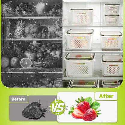 5 Pack Fruit Storage Containers for Fridge, Plastic Fruit Containers Set4