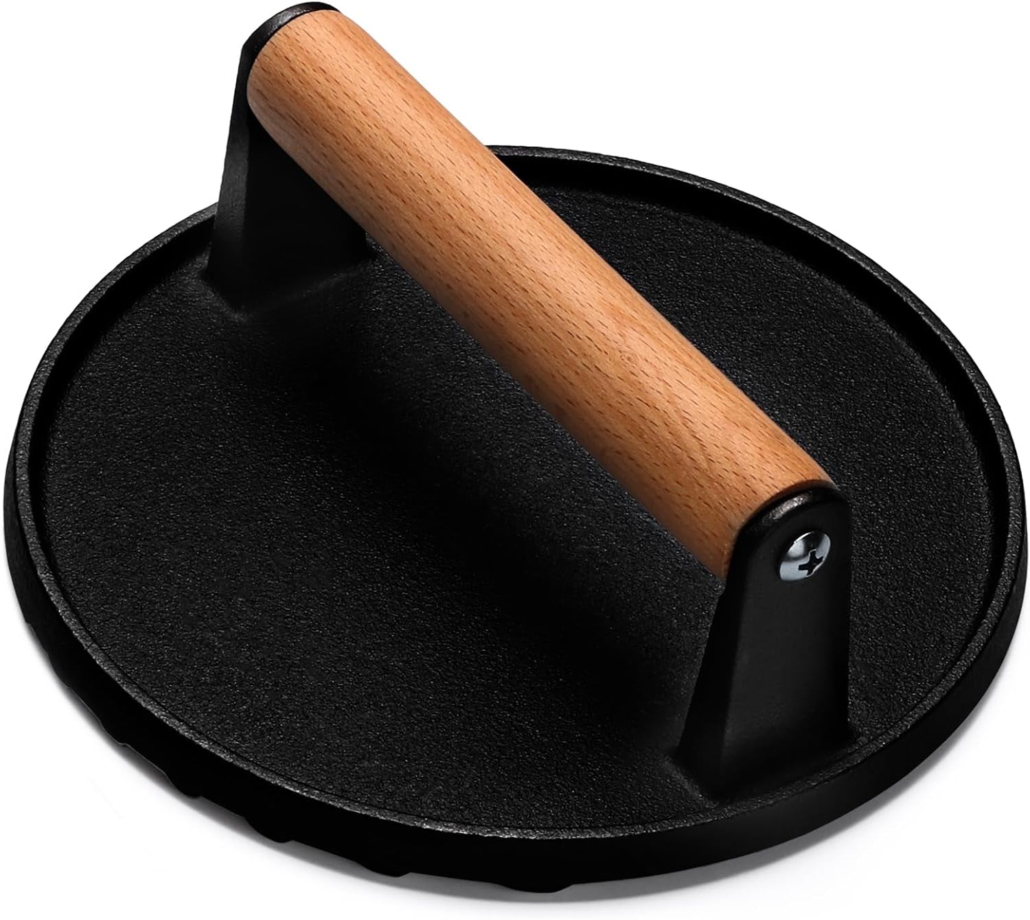 burger-press-7-round-heavy-duty-cast-iron-smash-bacon-press-meat-steak-with-wood-handle-for-griddle-sandwich-nonstick-pan
