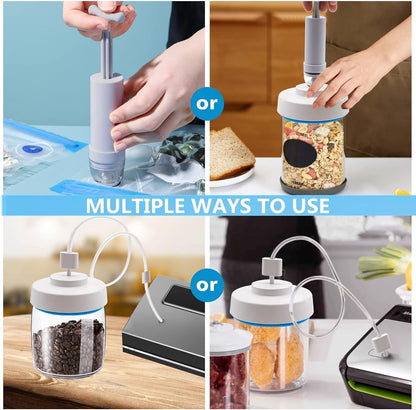Mason Jar Vacuum Sealer and Portable Hand Pump， Accessory Hose | Compatible with Foodsaver Vacuum Sealer Sit for Jars Regular & Wide Mouth for Food Storage4