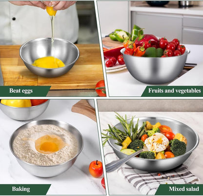 Mixing Bowl Set - 5 Piece, Stainless Steel, Ideal for Kitchen, Cooking, Baking2