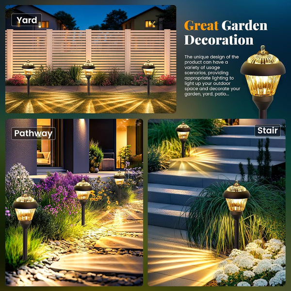 Solar Pathway Lights, Glass & Metal Bronze Design 2 Brightness Modes4