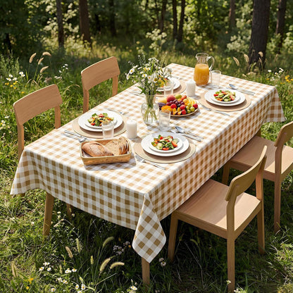 52'' X 70'' Checkered Tablecloth Disposable Vinyl Tablecloths with Flannel Backing Wipeable Spillproof Plastic Table Cover PVC Waterproof Table Cloth for Indoor Outdoor5