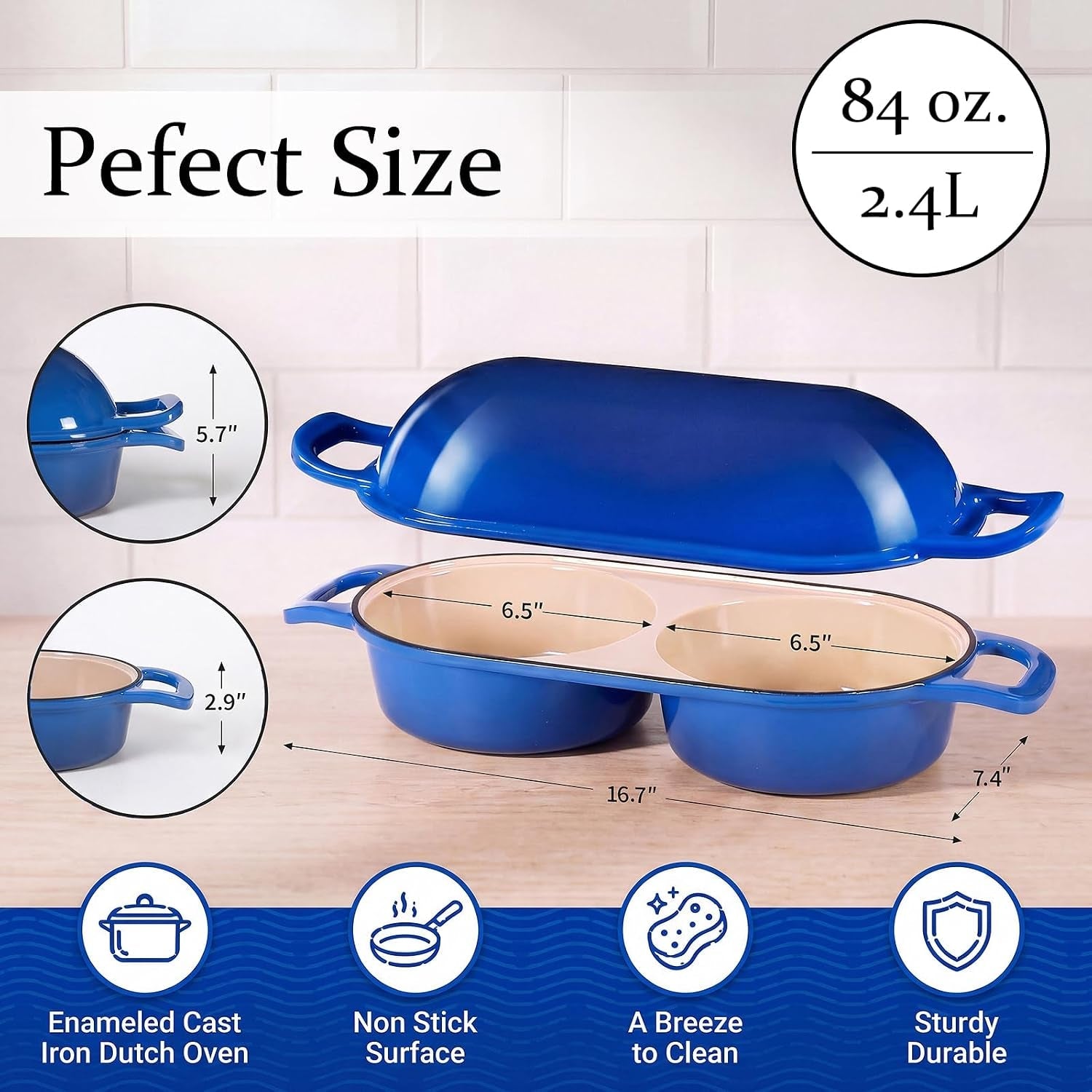 cast-iron-dutch-oven-for-sourdough-bread-baking-mini-enameled-bread-pot-with-lid-nonstick-double-loaf-pan-for-homemade-bread-cake-meatloaf-oven-safe-to-500-f-16-5cm-diameter-blue
