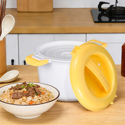 Microwave Rice Cooker 4-Cup Rice Container for Microwave Food Grade Cooker for Soup Pasta Oatmeal Stews Vegetables 7.08 X 7.08 X 5.90 In3
