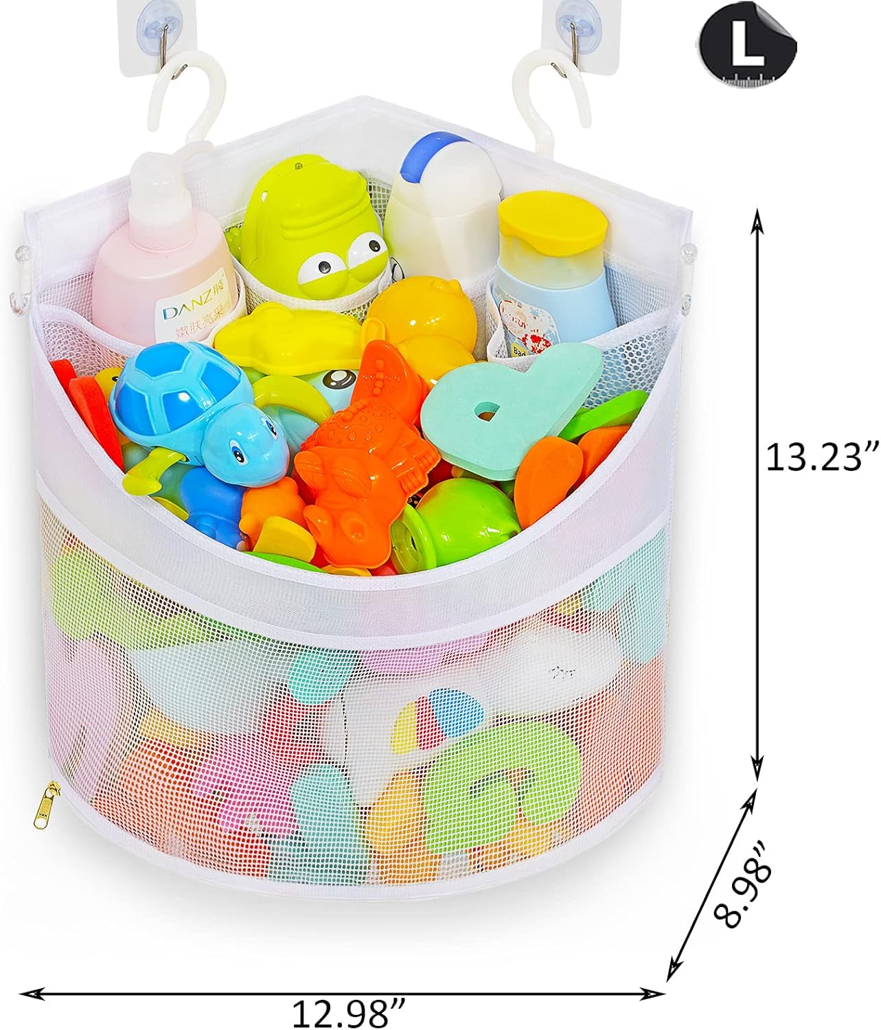 baby-bath-toy-organizer-quick-drying-bath-toy-holder-large-capacity-multi-use-shower-caddy-white