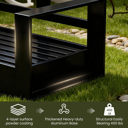 4 Piece Oversized Aluminum Outdoor Furniture Set with Fire Pit5