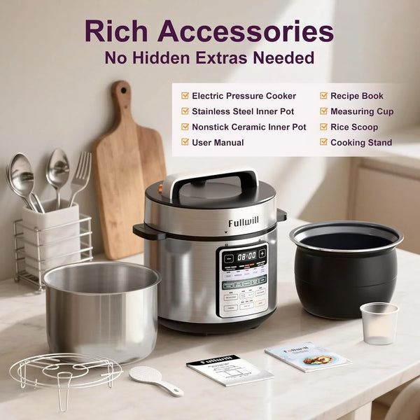 Dual-Pot Electric Pressure Cooker 6+5QT, 12-In-1 Multi-Cooker for Pressure Cooking, Soup, Yogurt, Stew, Rice，Suitable for Family Meals and Gatherings9