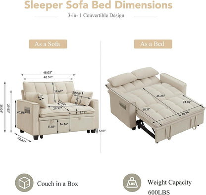 Sleeper Sofa Bed, Convertible Pull Out Couch for for Living Room, Loveseat3