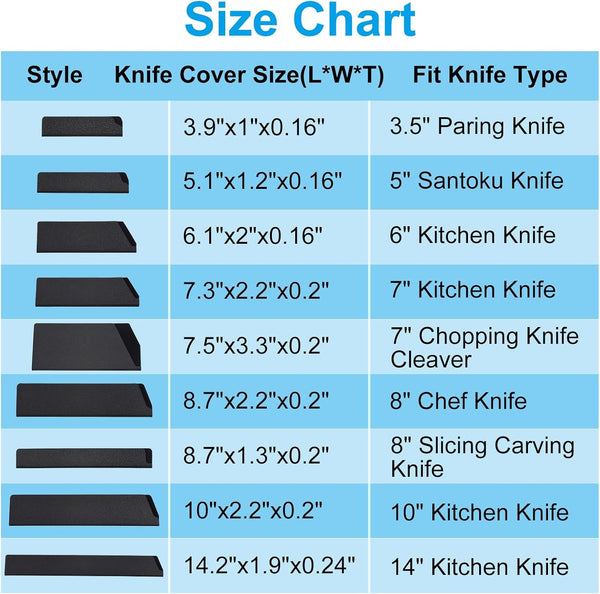 ABS Knife Cover Sleeves for 5" Santoku Knife, Knives Edge Guard Blade Protector Universal Knife Sheath for Home Kitchen, Black5