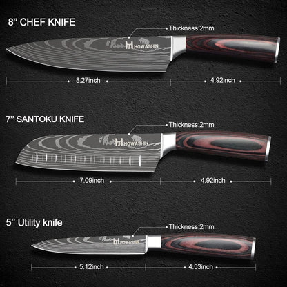 Kitchen Knife Set, Japanese 8” Chef Knife Set Professional 3 Piece6