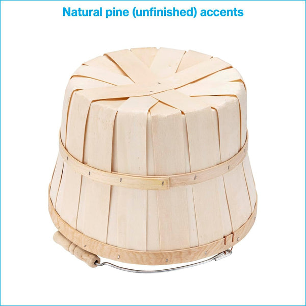 One Peck Basket with Handle - Set of 3 - Natural Unfinished Pine Wood Apple Basket - Durable Bushel Baskets for Produce Display - Ideal for Retail, Thrift, Boutique, Convenience Store,2