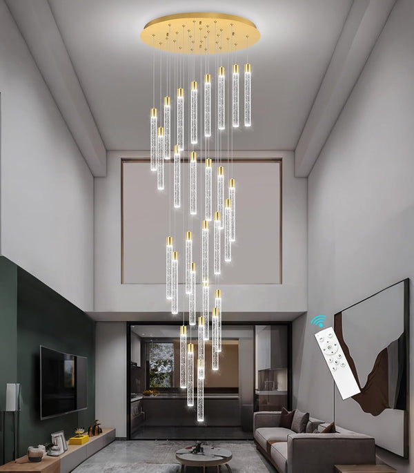 28-Light Long Large Modern Led Crystal Chandeliers Modern Spiral Chandeliers High Ceilings Chandelier for Staircase Foyer Gold8