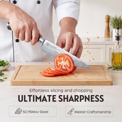 17 PCS Kitchen Knife Set, Razor Sharp Knife Block Sets, Ideal Gifts | Elegant Kitchen Knife Set with Block, Knife Set with Built-In Sharpener, Dishwasher Safe2