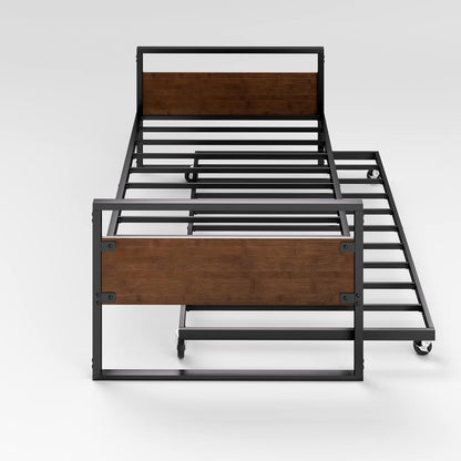 Suzanne Bamboo and Metal Daybed with Trundle / Mattress Foundation with Steel Slat Support / Easy Assembly, Twin10
