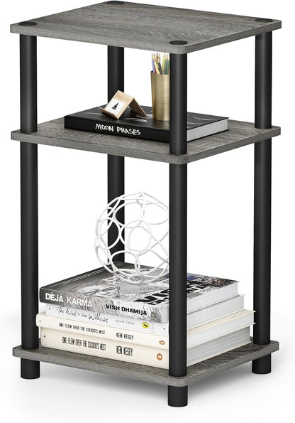 JUST Toolless 3-Tier Side Table, Open Shelf End Table, French Oak | Soft-Corner, Night Stand, Bedside Table, for Living Room, Bedroom, Bathroom1