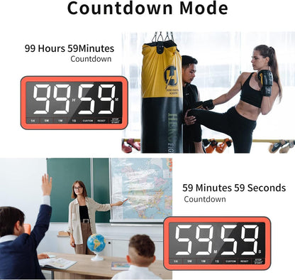 Large 7.8" Digital Timer, Magnetic LED Timer for Kitchen & Classroom | USB-C Rechargeable, up to 99 Hours Count up & Countdown Timer with 3 Brightness Levels, 4 Alert Modes and 3 Volume Levels3