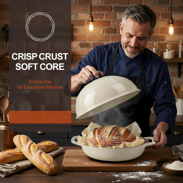 Enameled Cast Iron Dutch Oven, 6QT Bread Oven with Dome Lid Recipe | Tall Bread Pot with Potholders, for Sourdough Bread Baking Artisan Loaves, Crispy Crust & Better Oven Spring, 500°F Oven Safe7