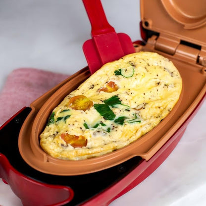 Red Copper 5 Minute Chef Electric Frying Pan Smokeless Nonstick Pan Steak9