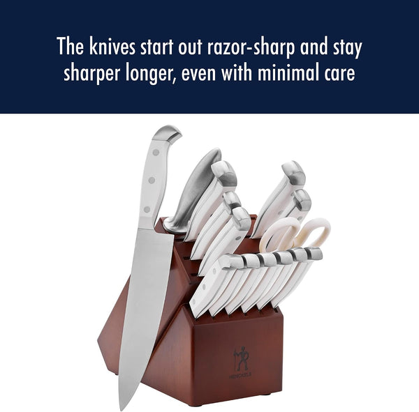 Henckels Statement 15-Pc Knife Set, Razor-Sharp, German Engineered, White | Informed by 100+ Years of Mastery. Dishwasher Safe, Comfortable Grip Ideal for Everyday Cooking. High Quality Stainless Steel7